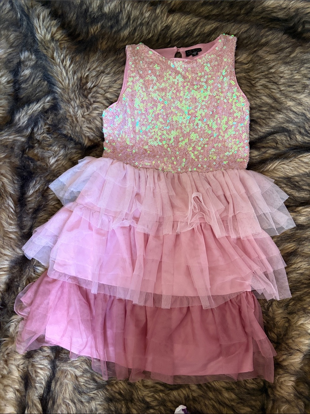 Pink & Violet - Sparkling Pink Sequin Tiered Tulle Celebration Dress/Costume 12